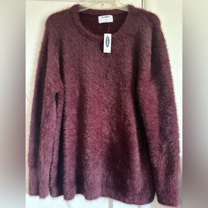 Old Navy Burgundy Fuzzy Crew Neck Sweater